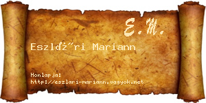 Eszlári Mariann névjegykártya