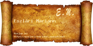 Eszlári Mariann névjegykártya